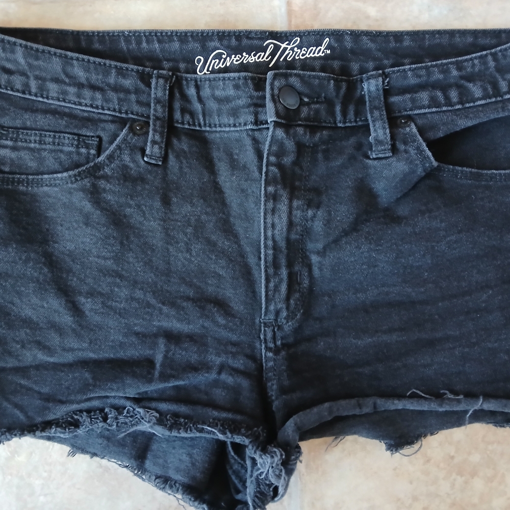 Universal Thread Black Jean Shorts with Frayed Edges